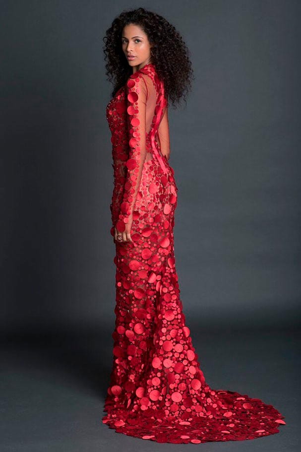 Miss usa vestido de gala confeccionado com tecidos Pétalas Miss usa vestido de gala confeccionado com tecidos Pétalas